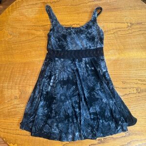 Tie-dye black Empyre dress with lace waistband